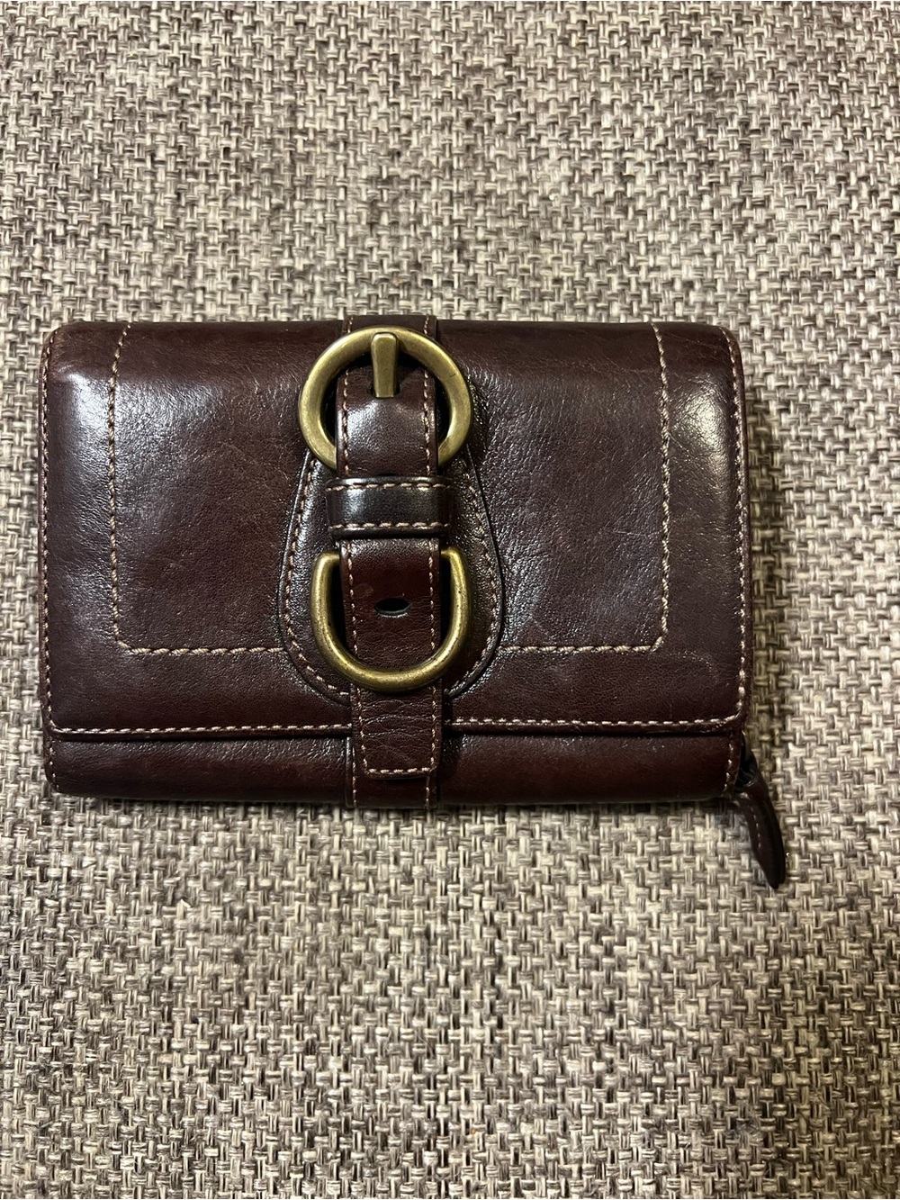 Y2K Coach Brown Leather Buckle Card Holder Vintage Wallet
